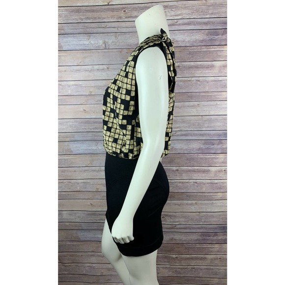 Alexander Wang Black Silk Dress Size 2 Women's Ruffle Print Vneck Cap Sleeve Y2K - Picture 6 of 12